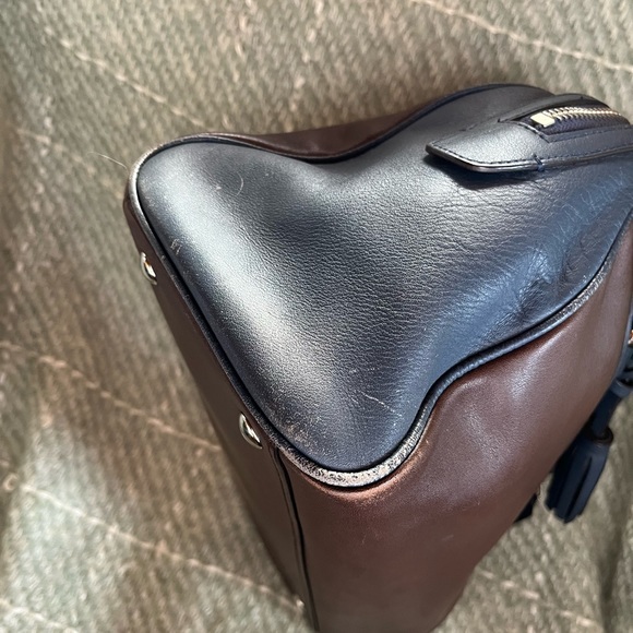 Coach Legacy Haley Satchel Two Tone Dark Brown and Navy - Picture 6 of 7